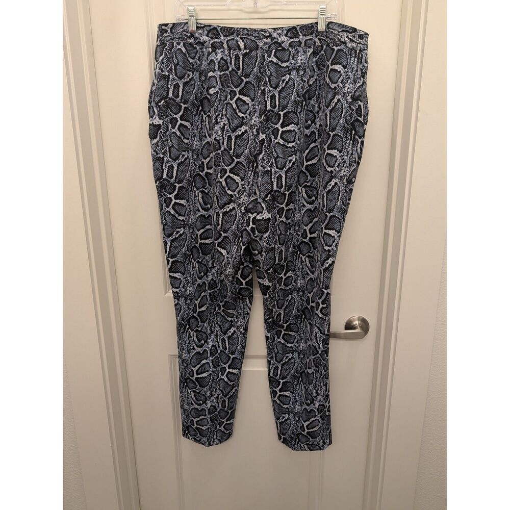Nina Parker x Macys Plus Size 1X Blue Black Snakeskin Straight Leg Trousers EUC